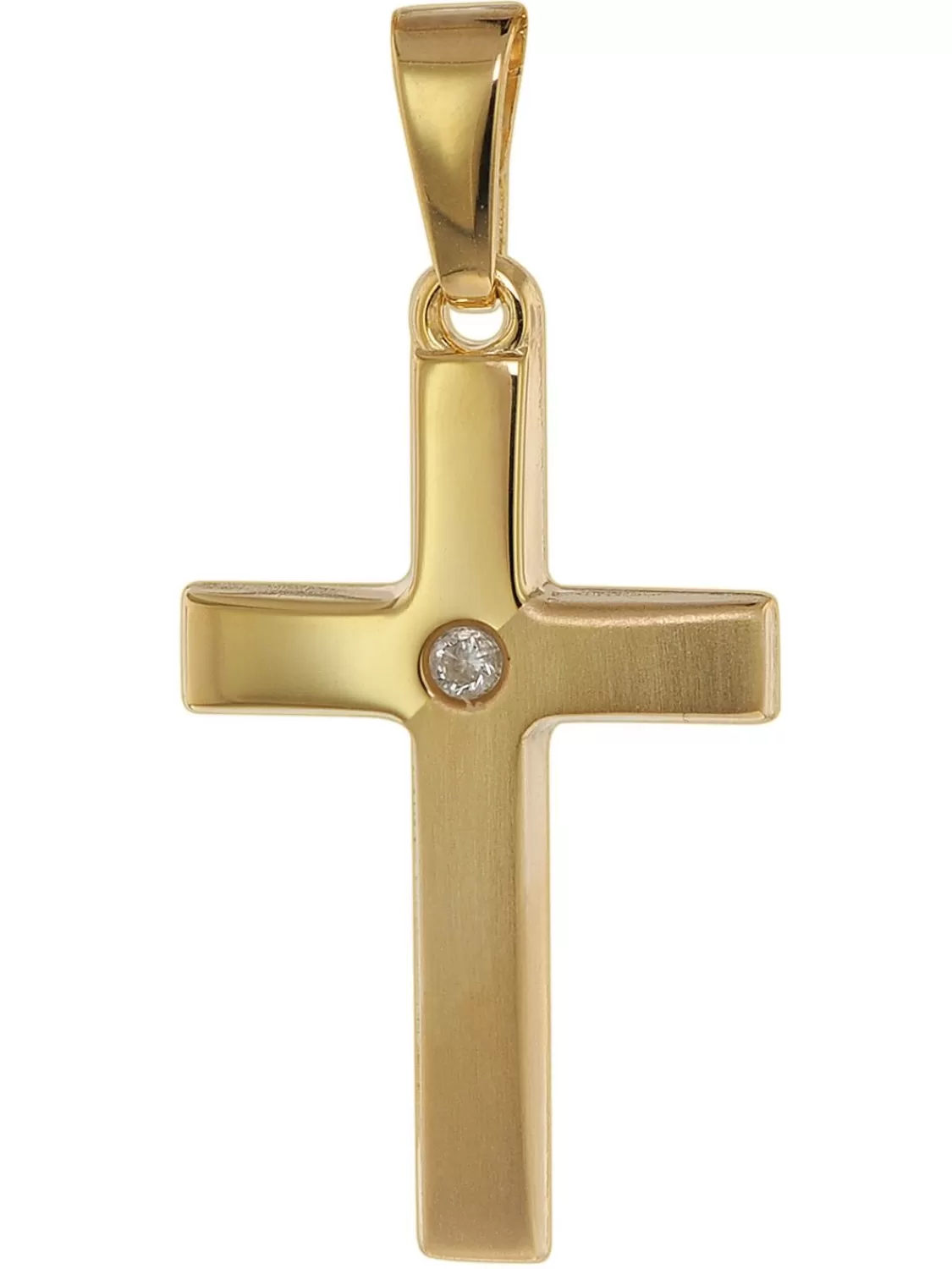 trendor Kreuz-Anhanger Mit Zirkonia 19 Mm Gold 585 / 14K | Damenschmuck