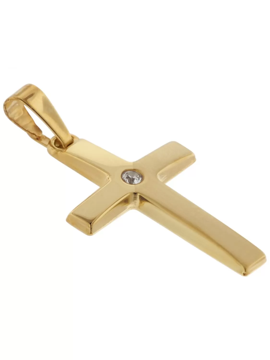 trendor Kreuz-Anhanger Mit Zirkonia 19 Mm Gold 585 / 14K | Damenschmuck