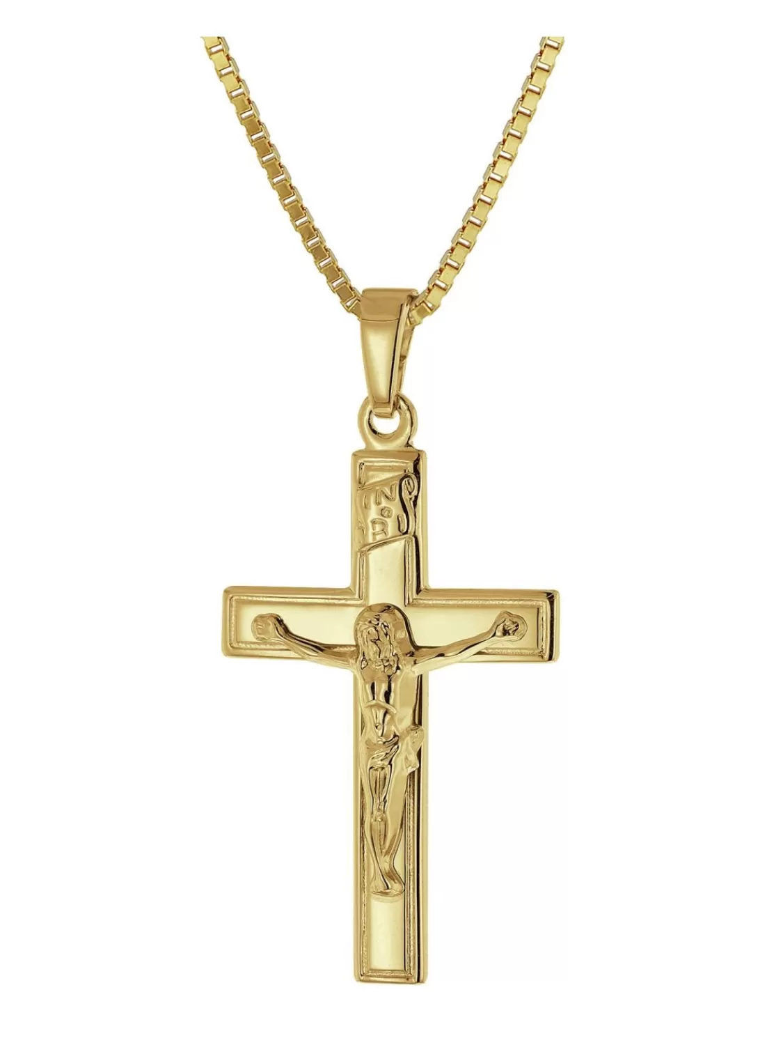 trendor Kruzifix 14 Karat Gold 585 Mit Goldplattierter Silberkette | Herrenschmuck
