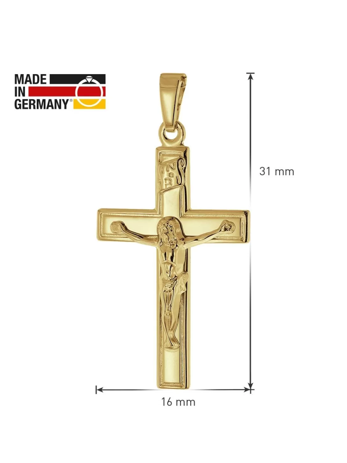 trendor Kruzifix 14 Karat Gold 585 Mit Goldplattierter Silberkette | Herrenschmuck