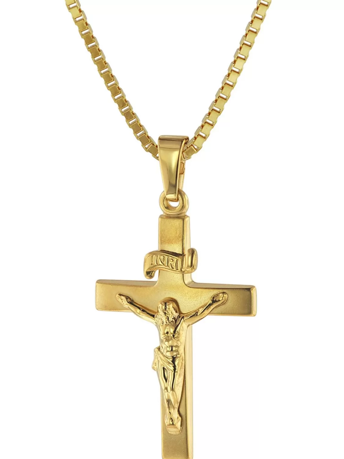 trendor Kruzifix 24 Mm Gold 333 (8 Karat) Mit Goldplattierter Kette | Herrenschmuck