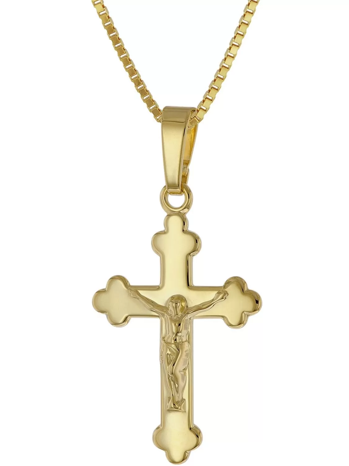 trendor Kruzifix Anhanger Gold 333 / 8K Mit Goldplattierter Silberkette | Herrenschmuck