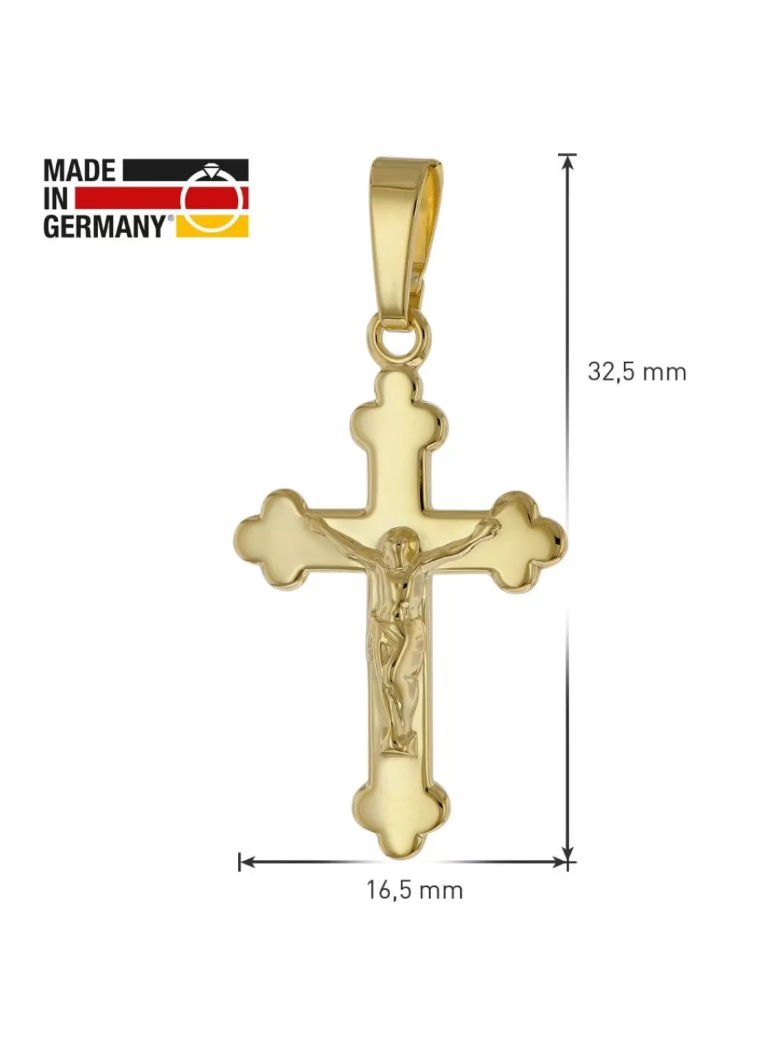 trendor Kruzifix Anhanger Gold 333 / 8K Mit Goldplattierter Silberkette | Herrenschmuck