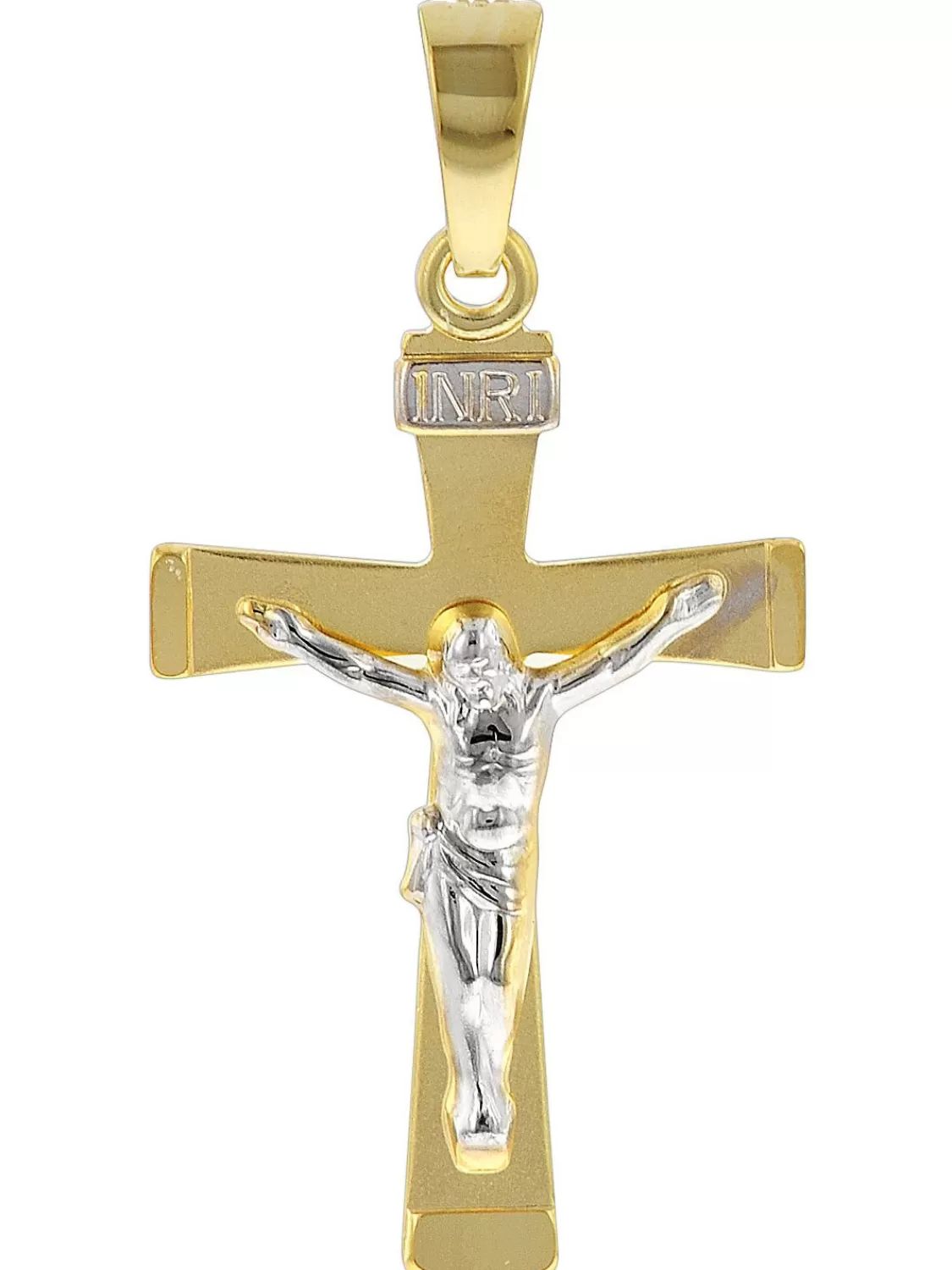 trendor Kruzifix-Anhanger Fur Herren 585 Gold Bicolor 29 Mm | Herrenschmuck
