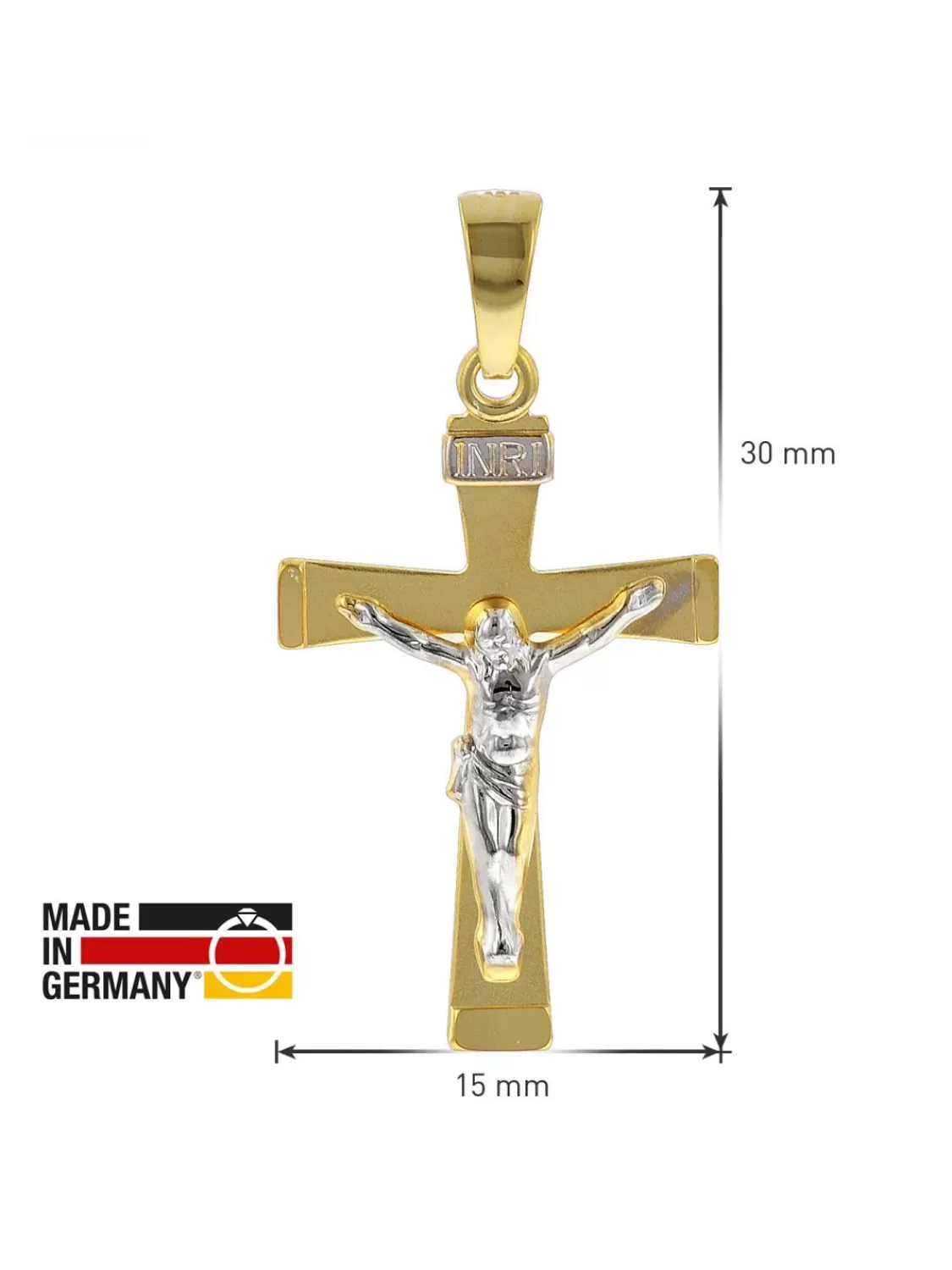 trendor Kruzifix-Anhanger Fur Herren 585 Gold Bicolor 29 Mm | Herrenschmuck