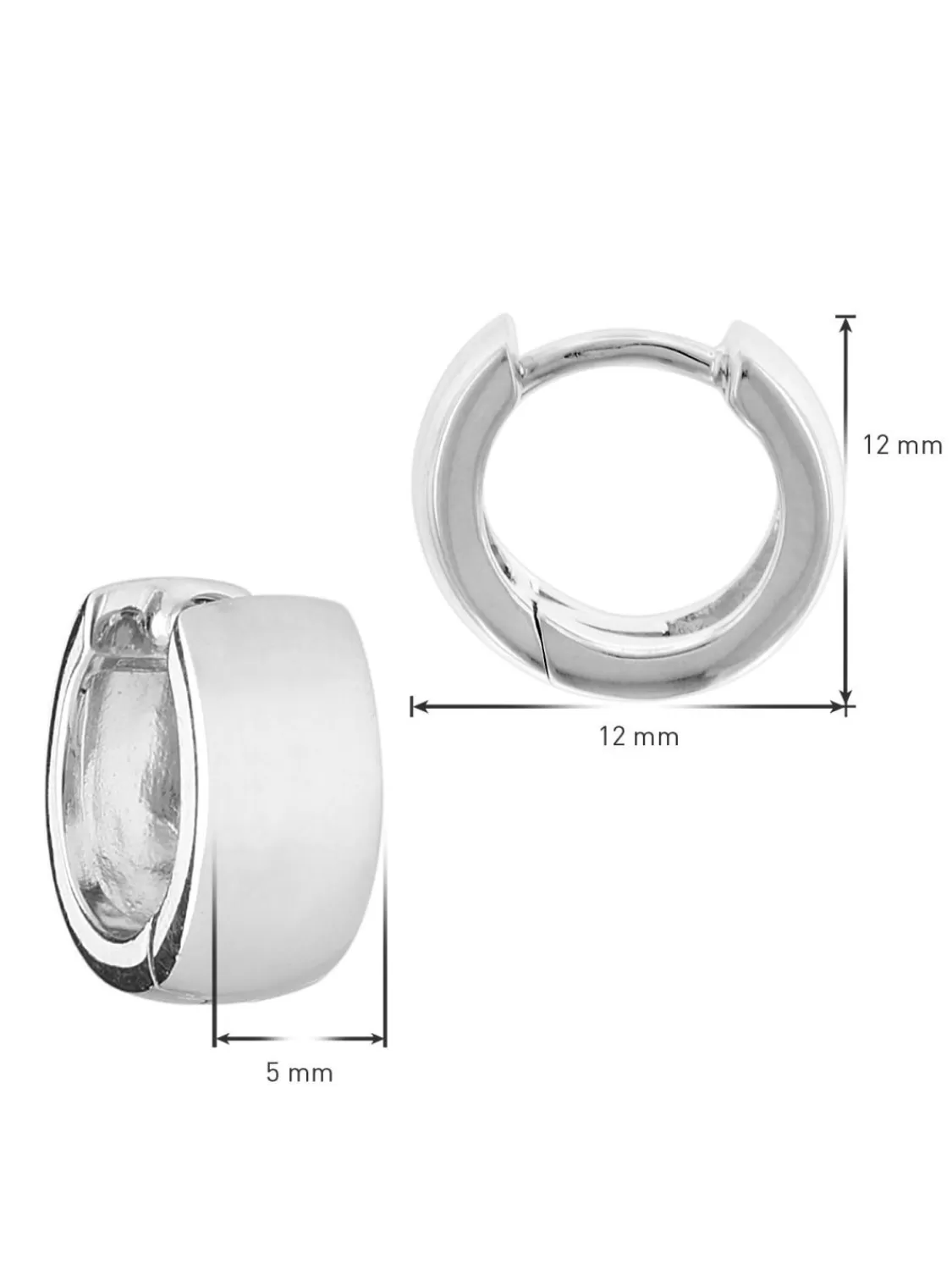 trendor Ohrringe 925 Silber Unisex Creolen O 12 Mm | Herrenschmuck