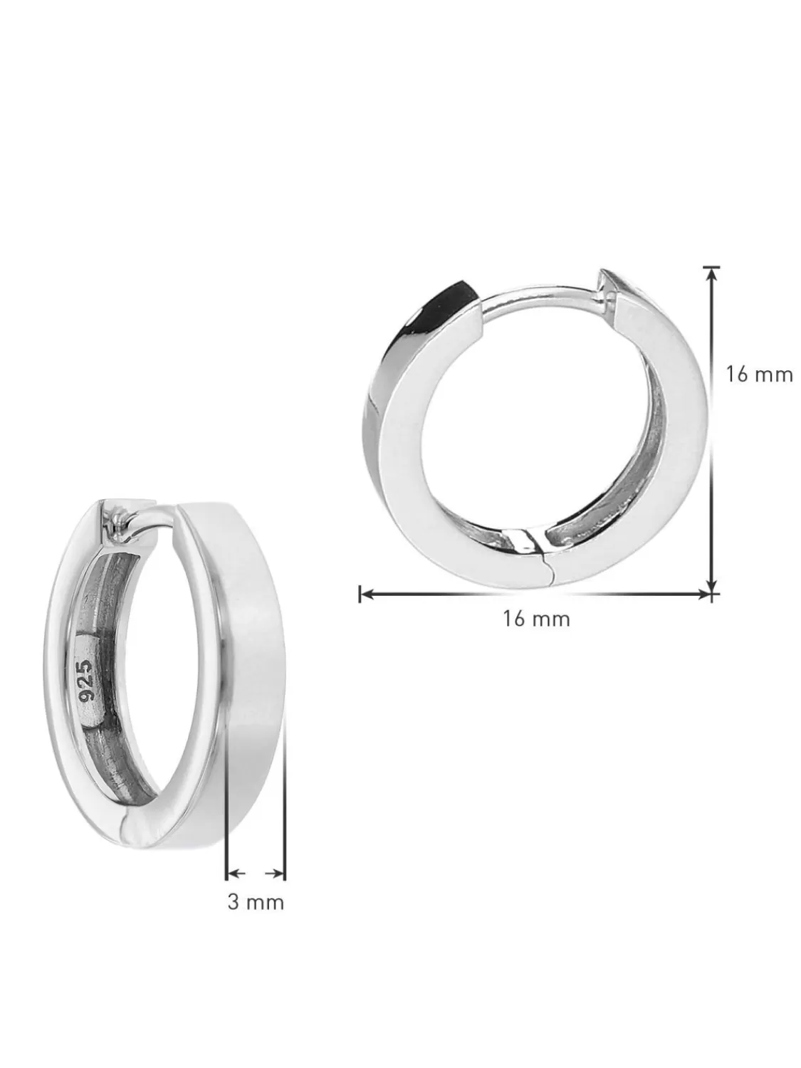 trendor Ohrringe Fur Damen Und Herren 925 Silber Creolen O 16 Mm | Herrenschmuck