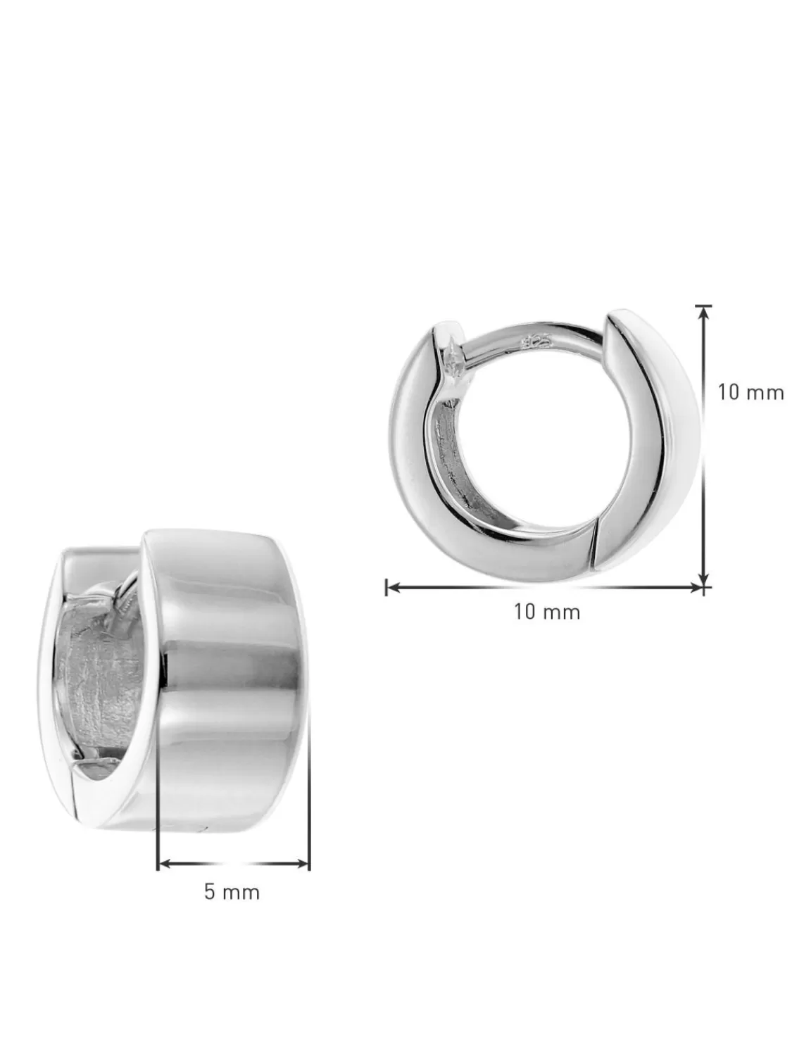 trendor Ohrringe Fur Damen Und Herren 925 Silber Klapp-Creolen O 10 Mm | Herrenschmuck