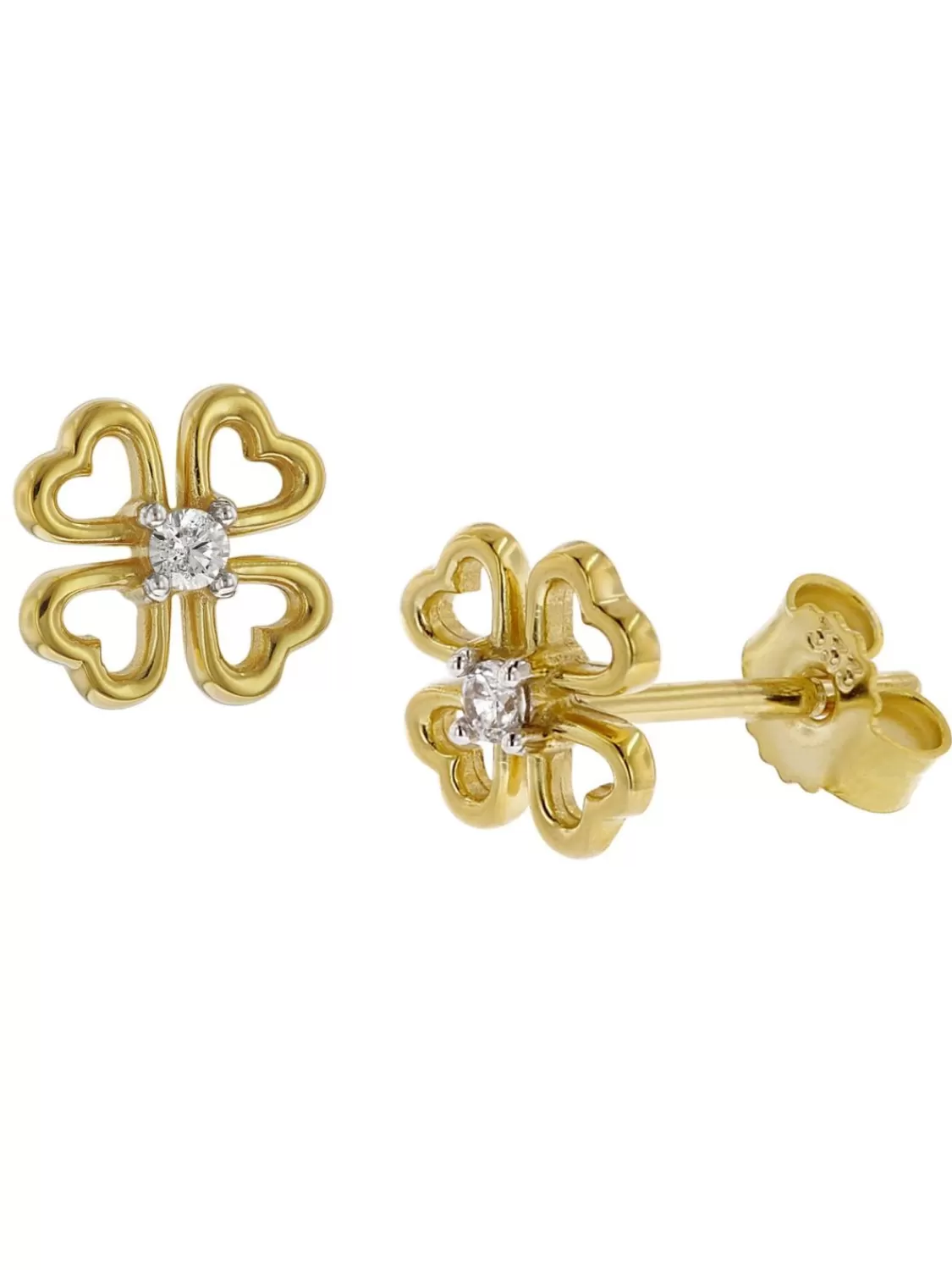trendor Ohrringe Fur Madchen Gold 333 (8 Kt) Kleeblatt Ohrstecker | Kinderschmuck