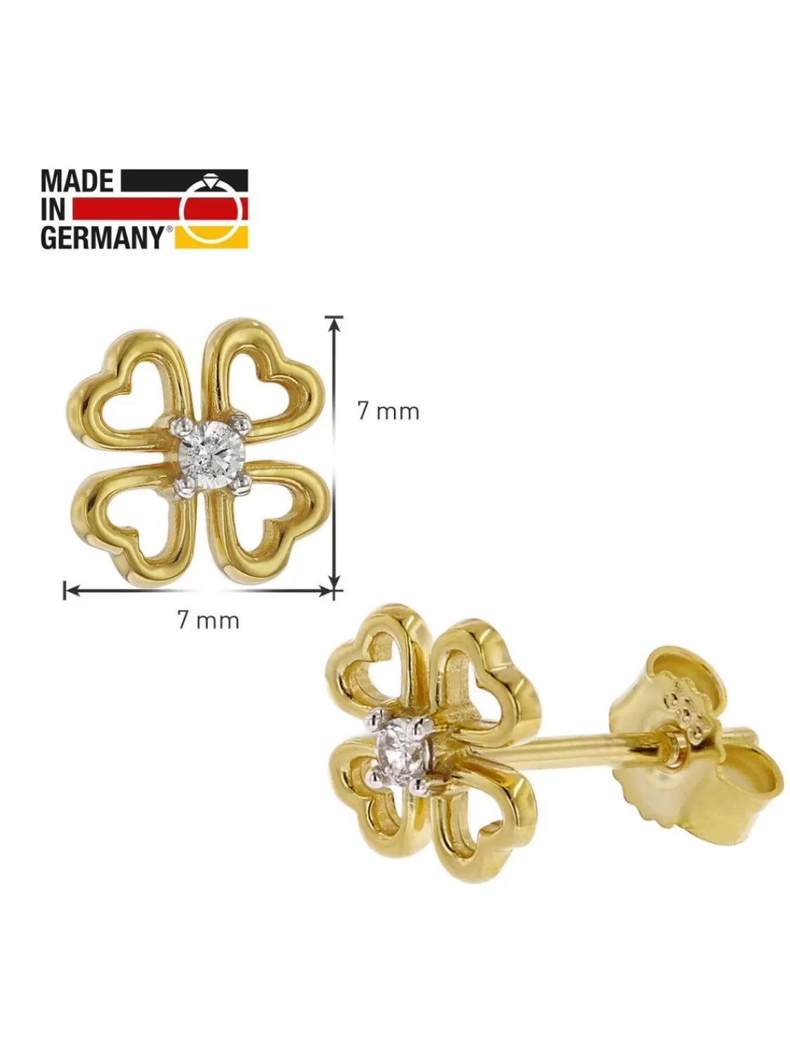 trendor Ohrringe Fur Madchen Gold 333 (8 Kt) Kleeblatt Ohrstecker | Kinderschmuck