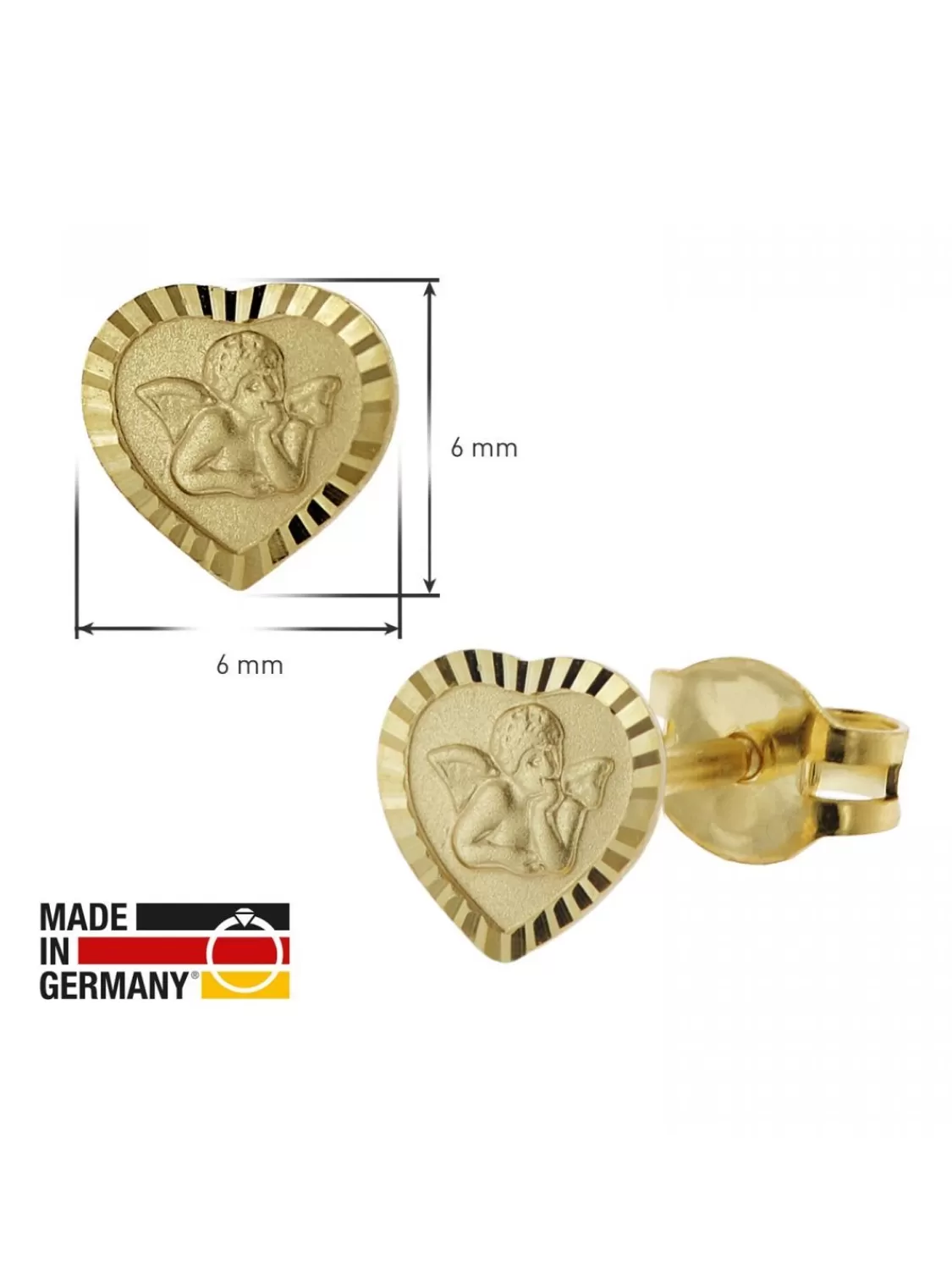 trendor Ohrringe Fur Madchen Gold 333 / 8K Amor-Herz | Kinderschmuck