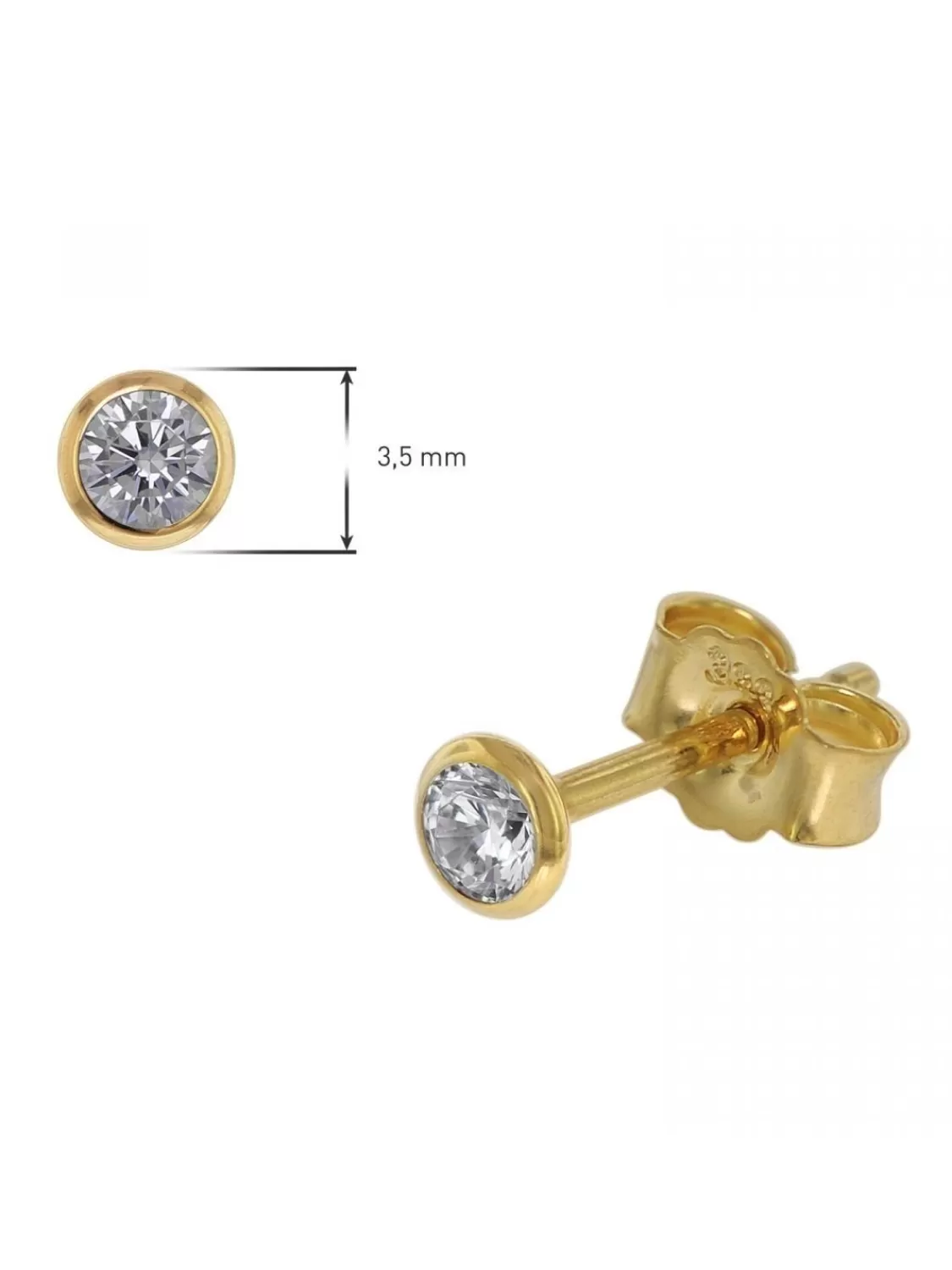 trendor Ohrstecker Fur Damen Und Herren 333 Gold Zirkonia 3,5 Mm | Damenschmuck