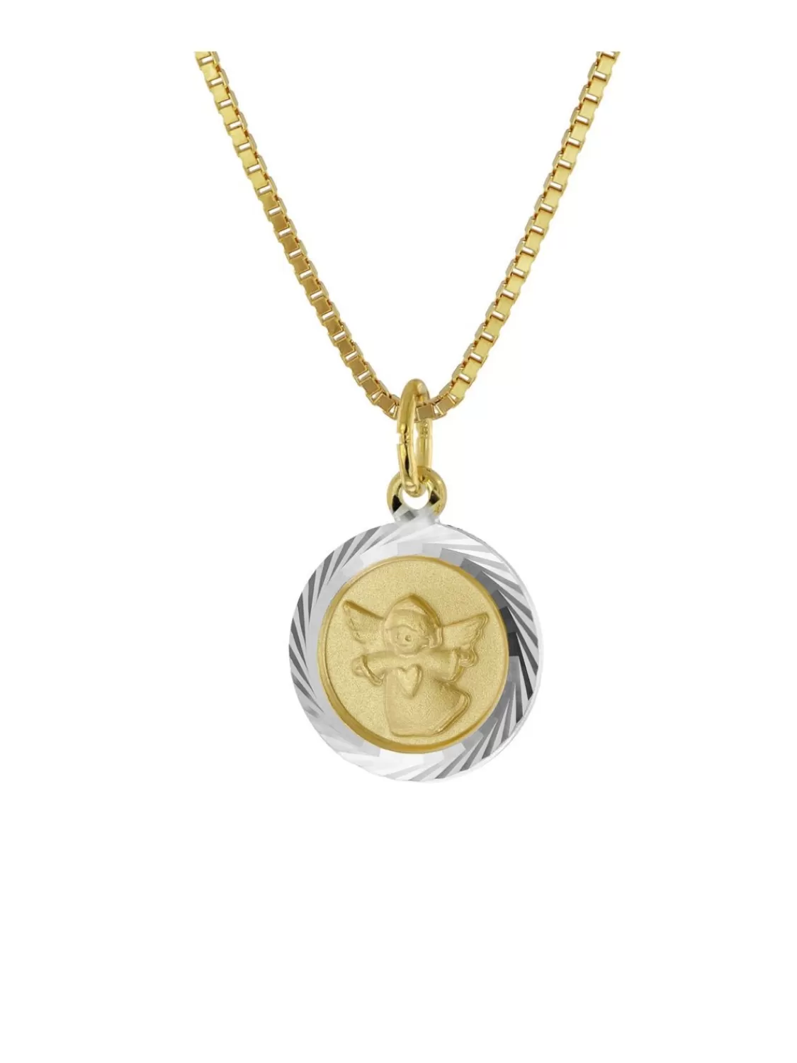 trendor Schutzengel-Anhanger 585 Gold Bicolor Mit Vergoldeter Halskette | Kinderschmuck