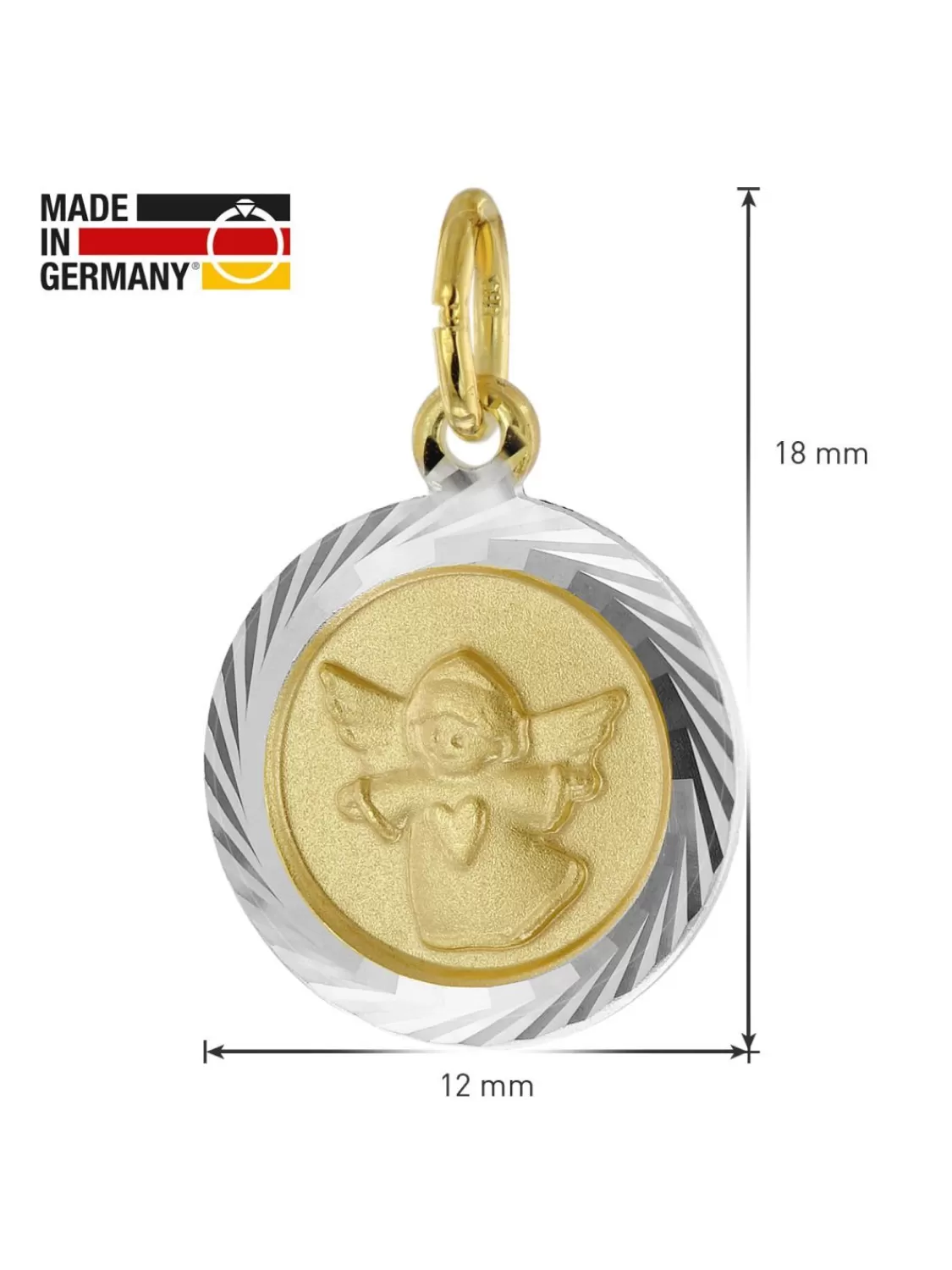 trendor Schutzengel-Anhanger 585 Gold Bicolor Mit Vergoldeter Halskette | Kinderschmuck