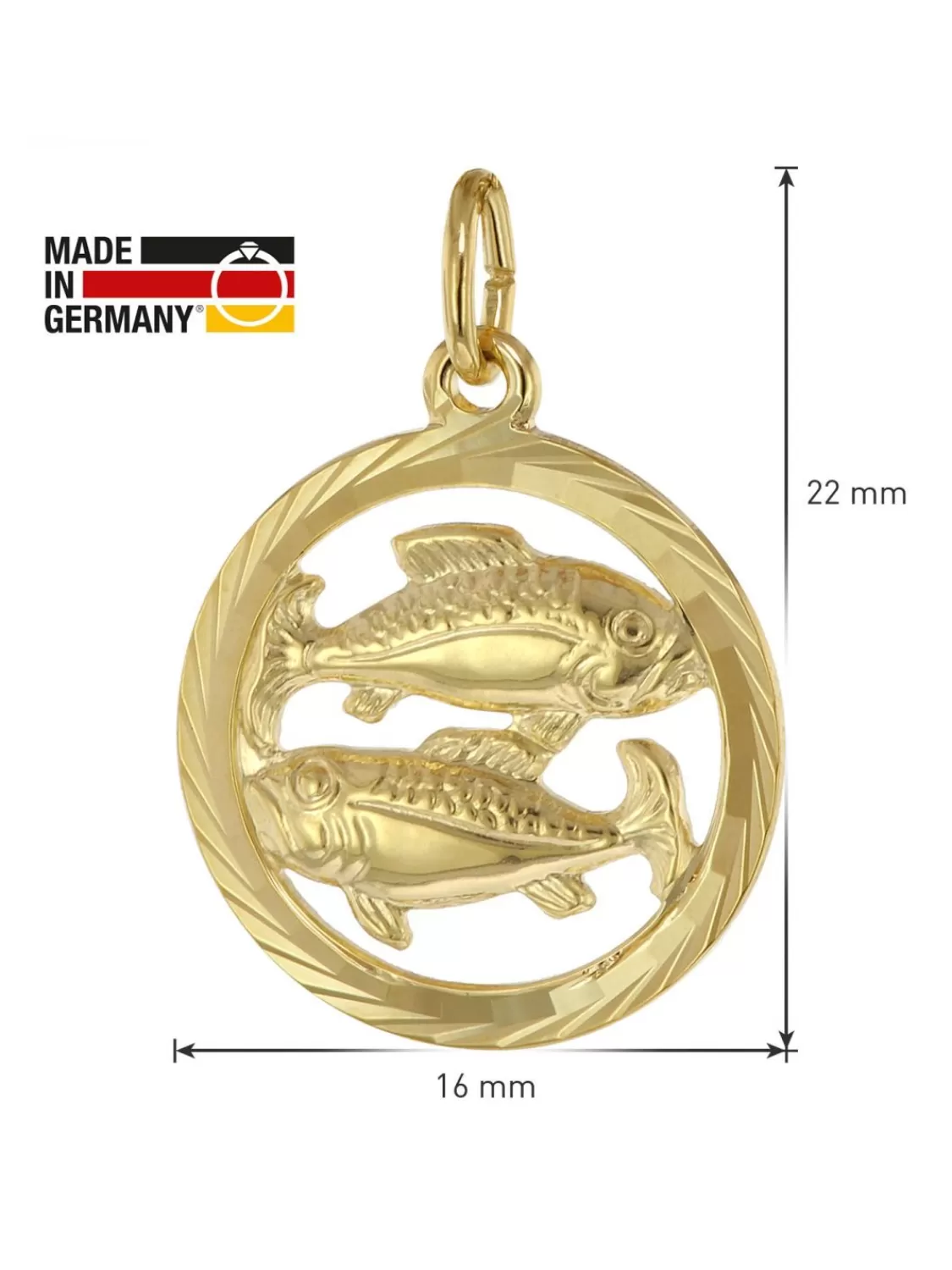 trendor Sternzeichen Fische Gold 333 Anhanger O 16 Mm + Halskette | Damenschmuck
