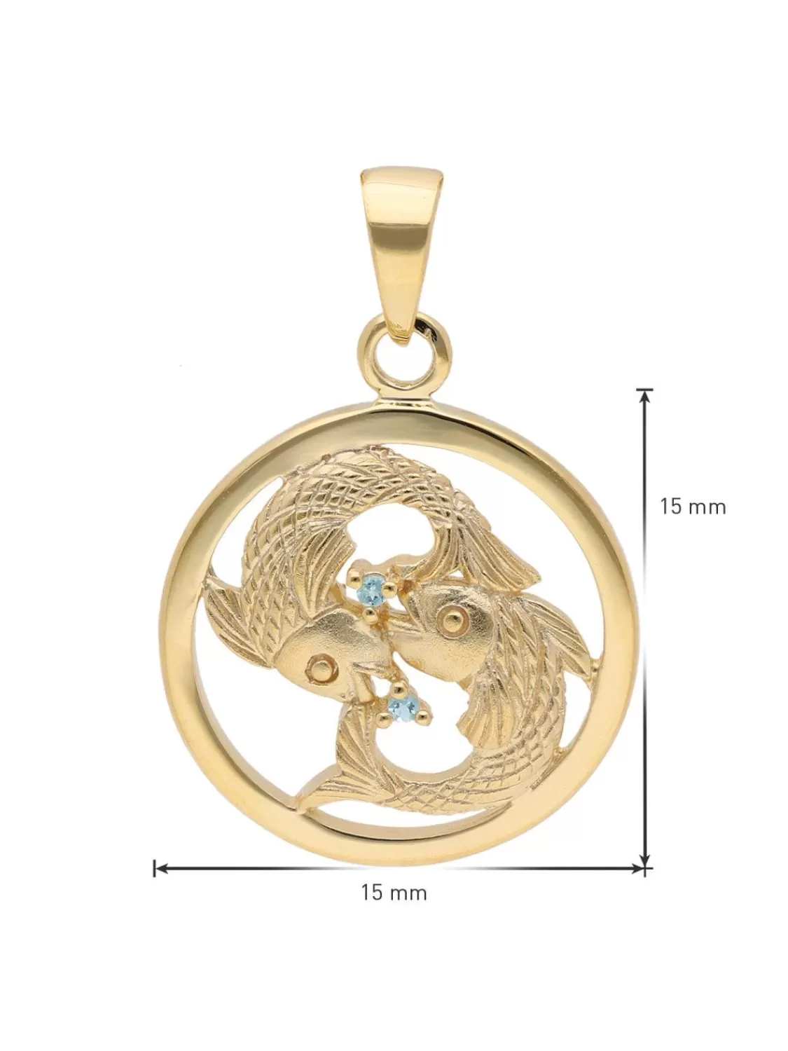 trendor Sternzeichen Fische Gold 333 Mit Aquamarin + Vergoldete Kette | Damenschmuck