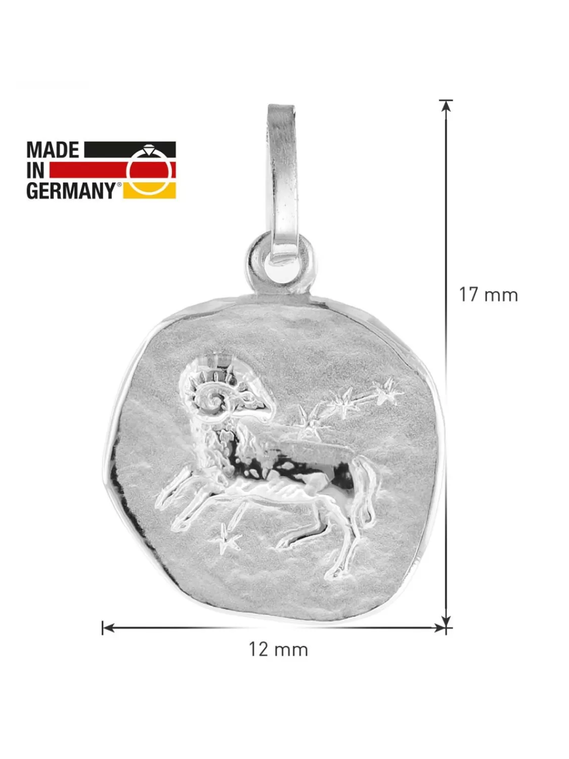 trendor Sternzeichen Fur Kinder Widder Weisgold 333 Anhanger + Kette | Kinderschmuck