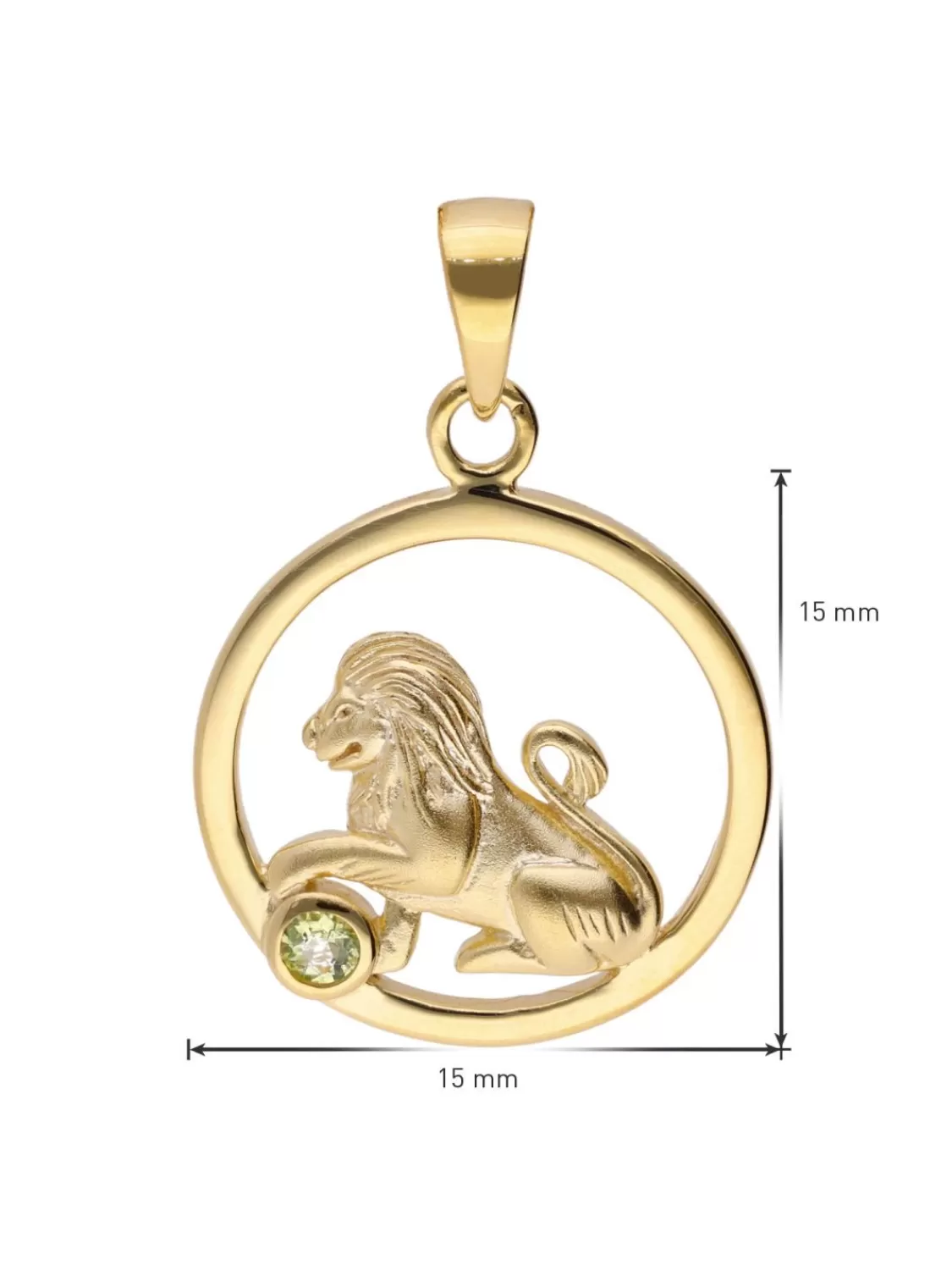 trendor Sternzeichen Lowe Gold 333 Mit Peridot + Vergoldete Kette | Damenschmuck