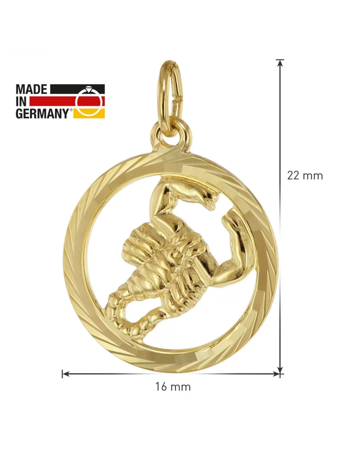 trendor Sternzeichen Skorpion 333 Gold Anhanger O 16 Mm | Herrenschmuck