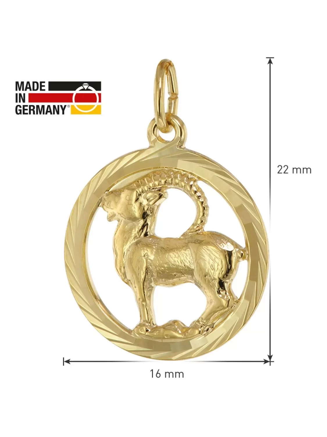 trendor Sternzeichen Steinbock Gold 333 Anhanger O 16 Mm + Halskette | Damenschmuck