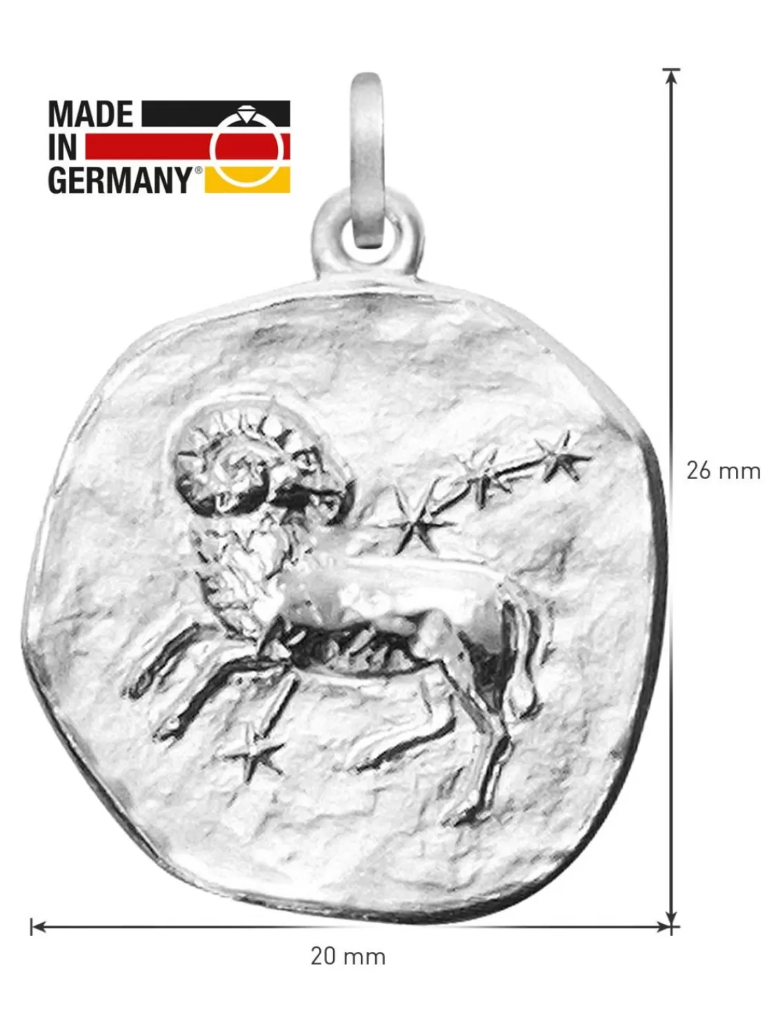 trendor Sternzeichen Widder O 20 Mm Und Halskette 925 Silber | Herrenschmuck