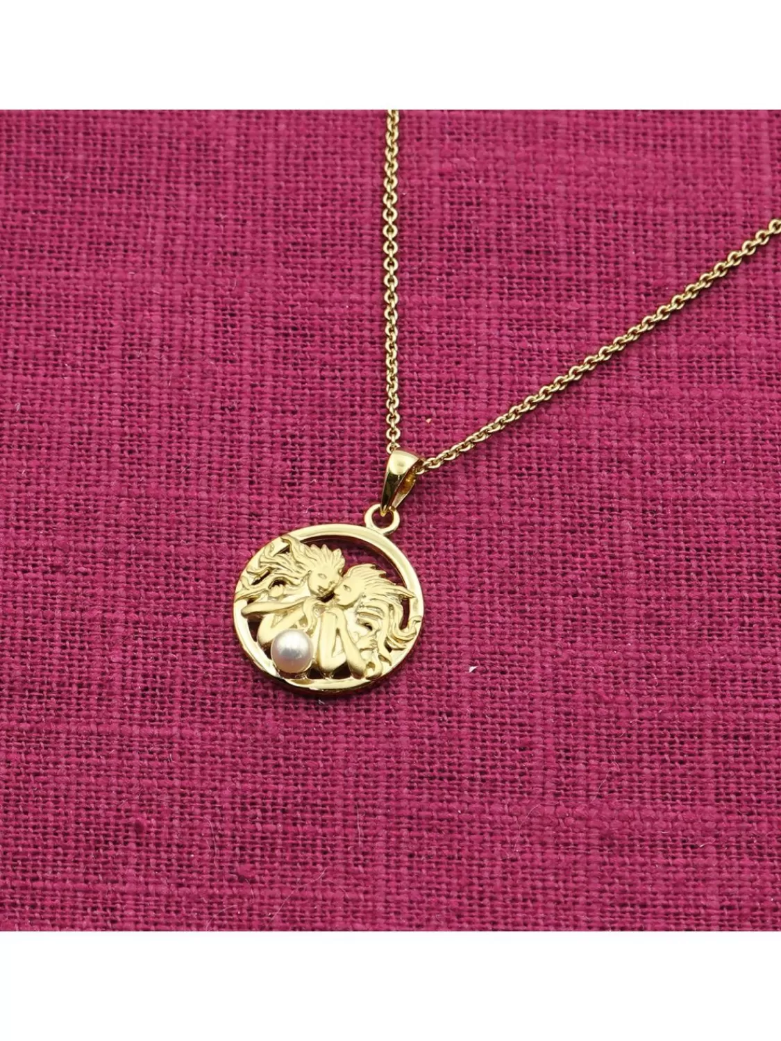 trendor Sternzeichen Zwilling Gold 333 Mit Perle + Vergoldete Kette | Damenschmuck