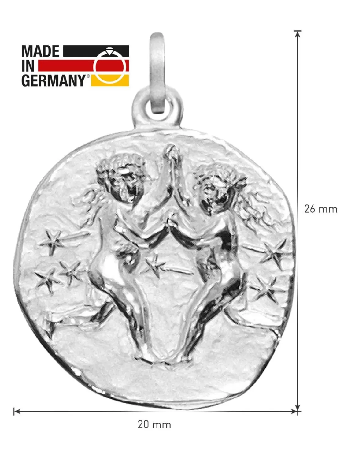 trendor Sternzeichen Zwillinge O 20 Mm Und Halskette 925 Silber | Herrenschmuck