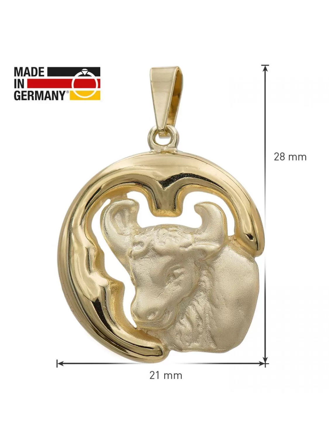 trendor Stier Sternzeichen Anhanger Gold 333 (8 Karat) O 21 Mm | Herrenschmuck