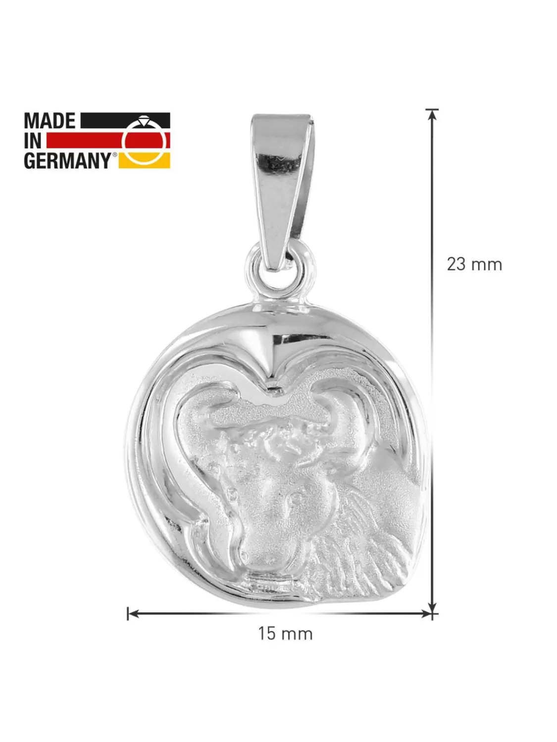 trendor Stier Sternzeichen Mit Halskette 925 Silber O 15 Mm | Kinderschmuck