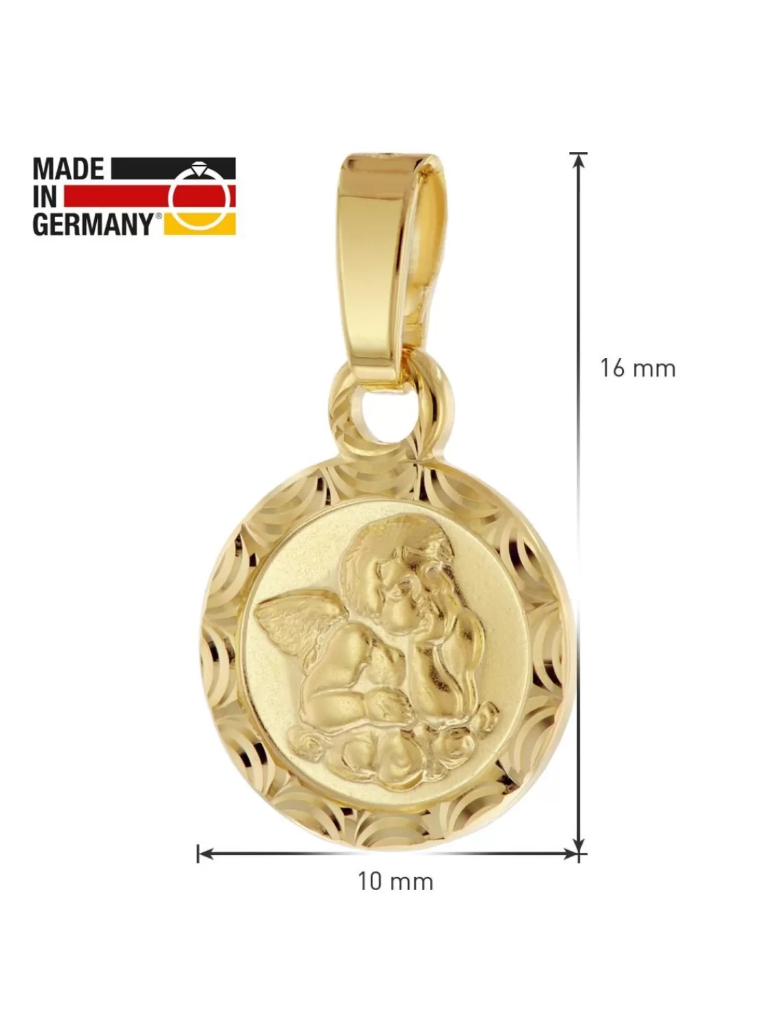 trendor Taufgeschenk Fur Kinder Engel 333/8K An Vergoldeter Silberkette | Kinderschmuck