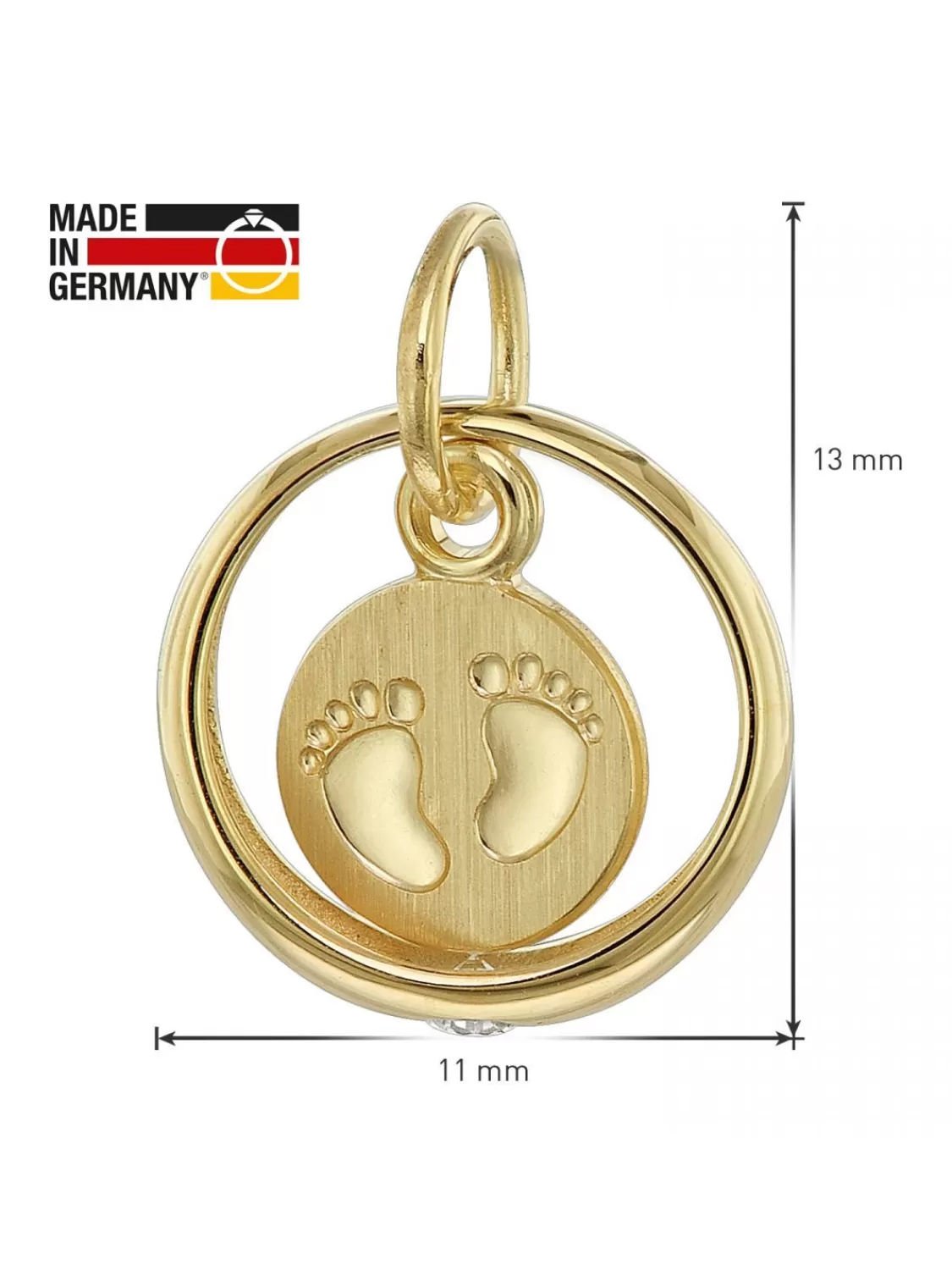 trendor Taufring Anhanger Mit Baby-Fusabdruck 333 Gold (8 Karat) | Kinderschmuck