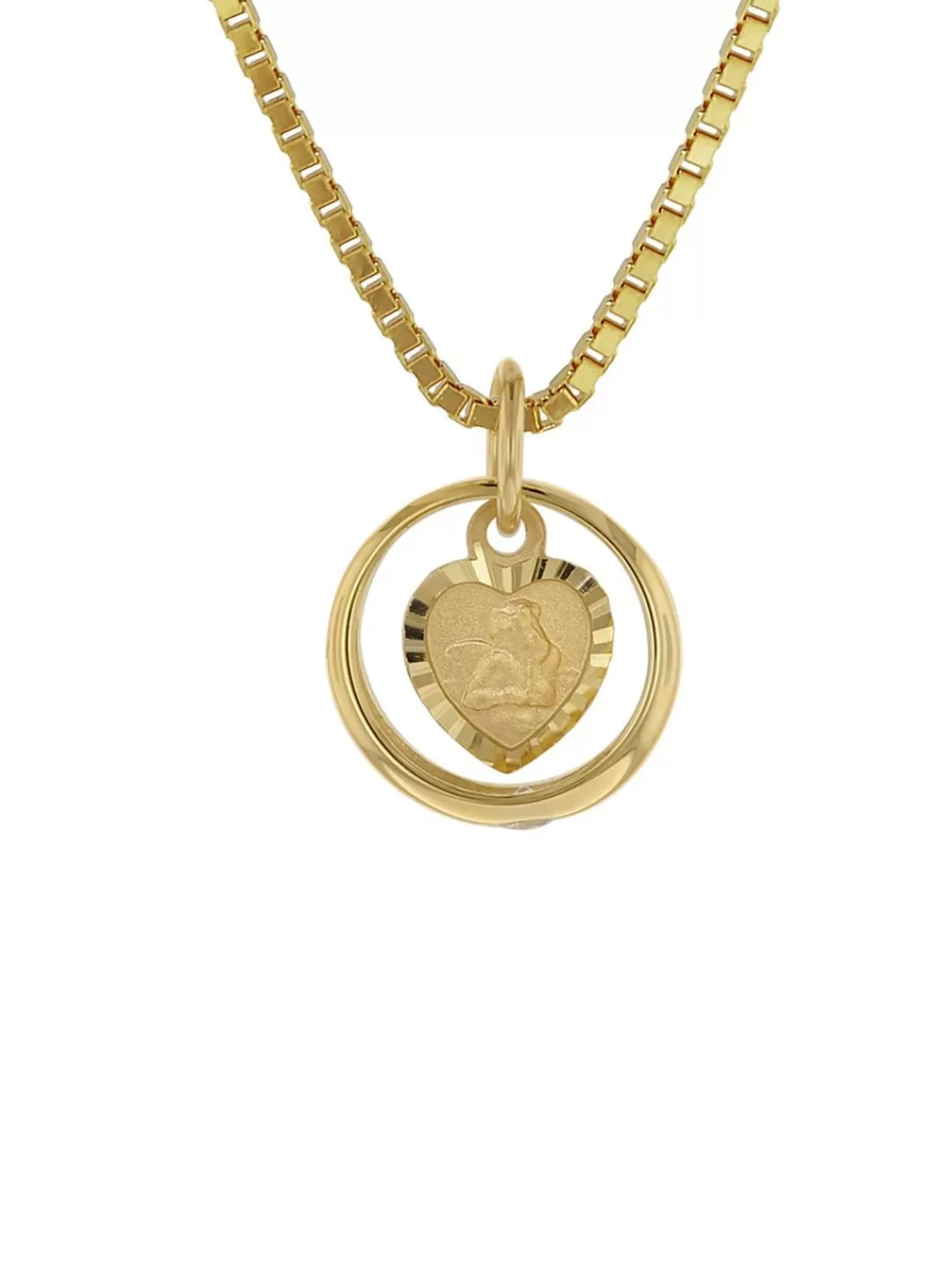 trendor Taufring Mit Amorherz Gold 585 An Goldplattierter Silberkette | Kinderschmuck
