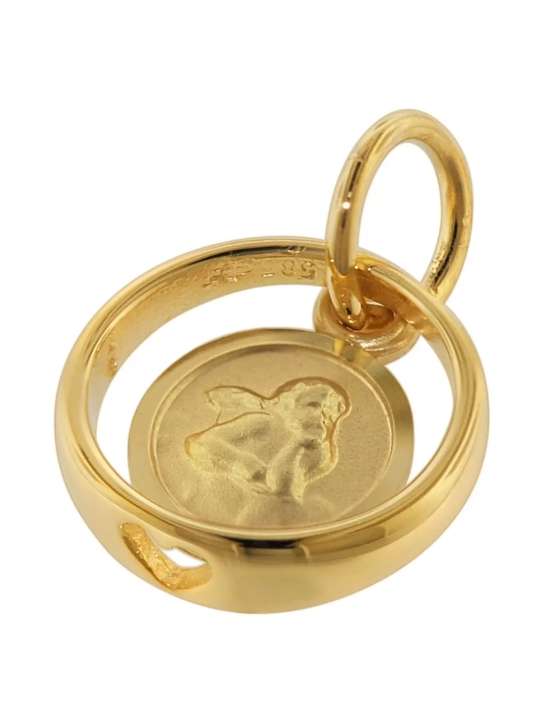 trendor Taufring Mit Engel-Einhanger Gold 585 (14 Karat) Mit Silberkette | Kinderschmuck