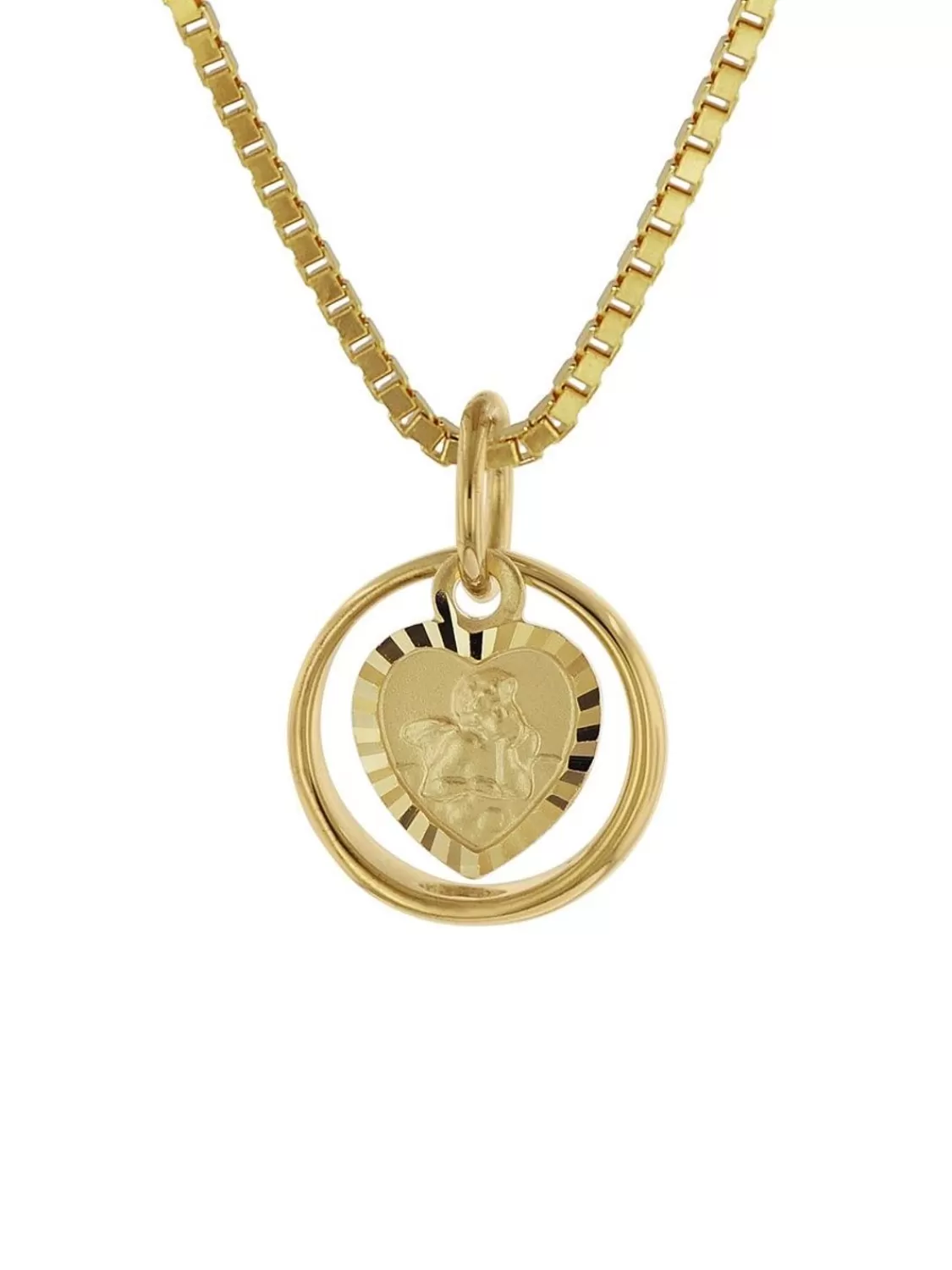 trendor Taufring Mit Engel-Herz Gold 585 / 14K Mit Plattierter Halskette | Kinderschmuck