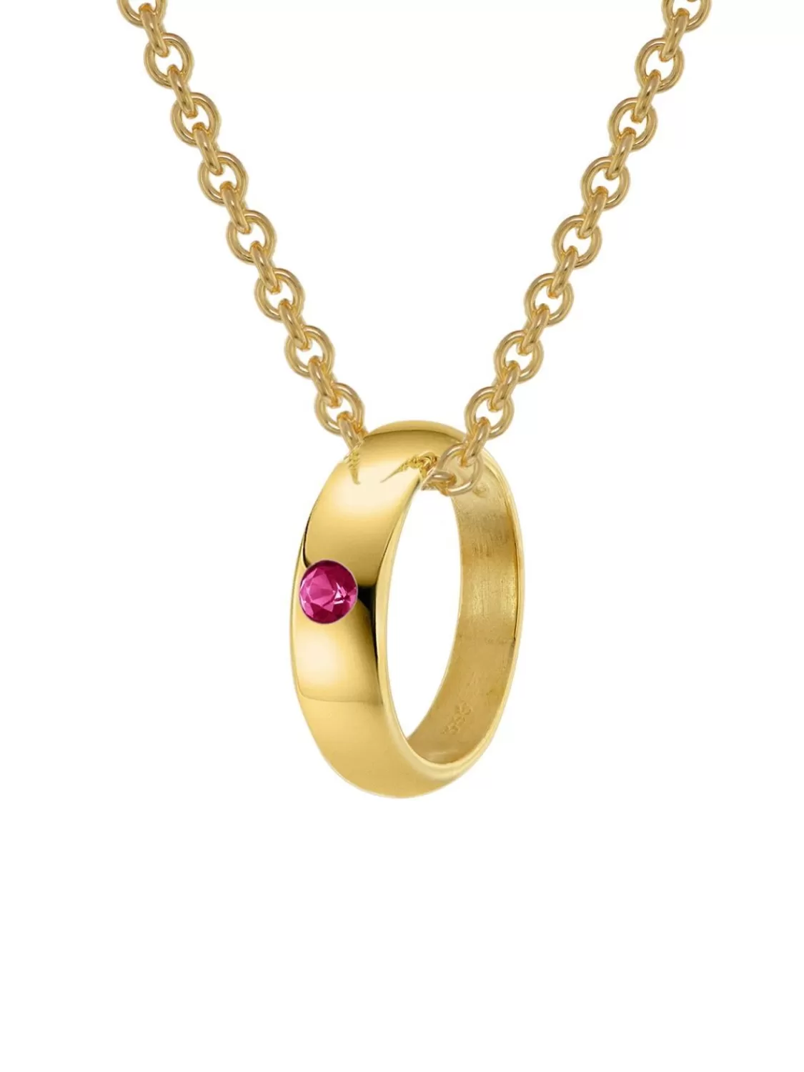 trendor Taufring Mit Rubin Gold 585 / 14 Karat Mit Plattierter Kette | Kinderschmuck