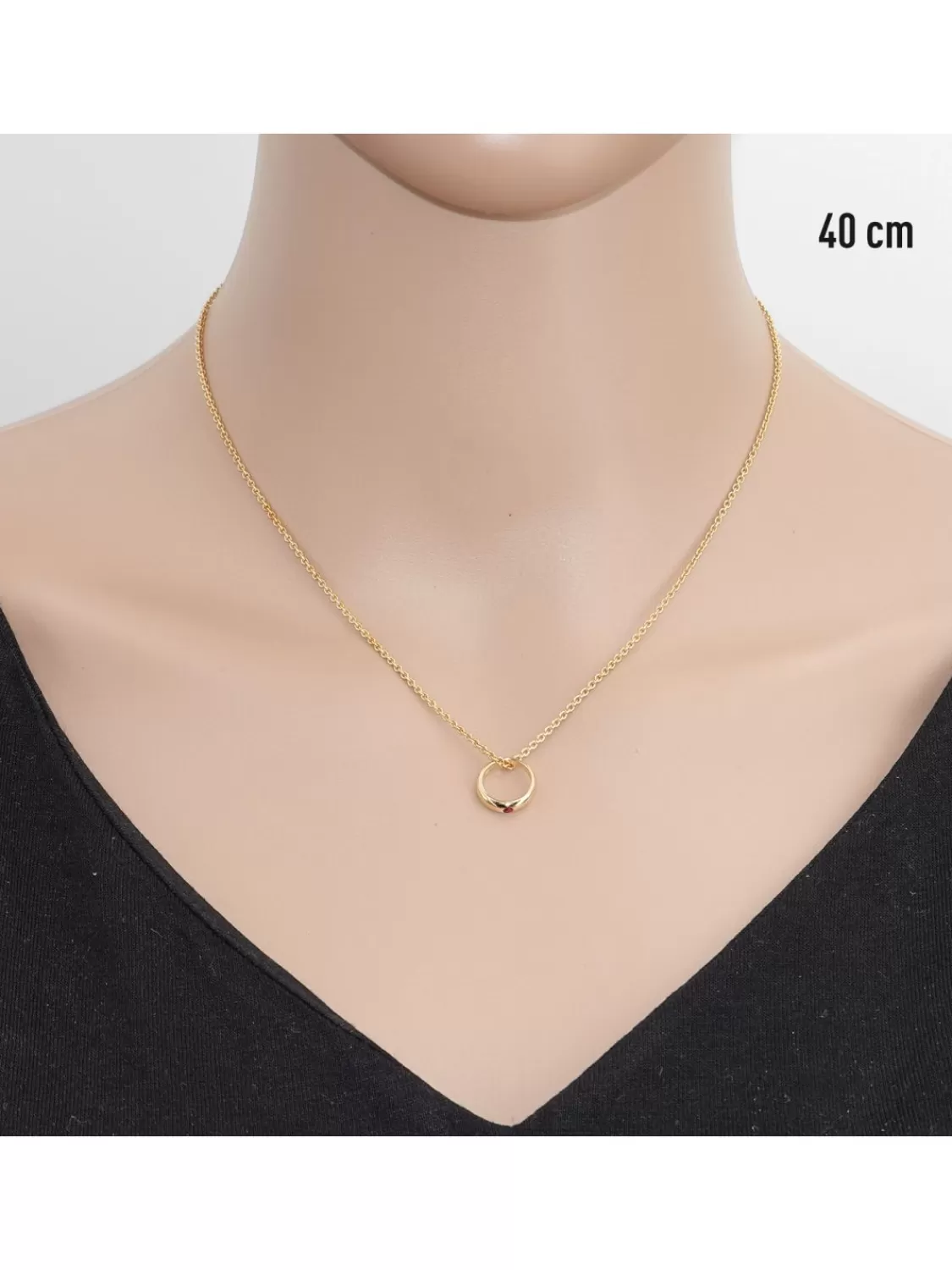 trendor Taufring Mit Rubin Gold 585 / 14 Karat Mit Plattierter Kette | Kinderschmuck