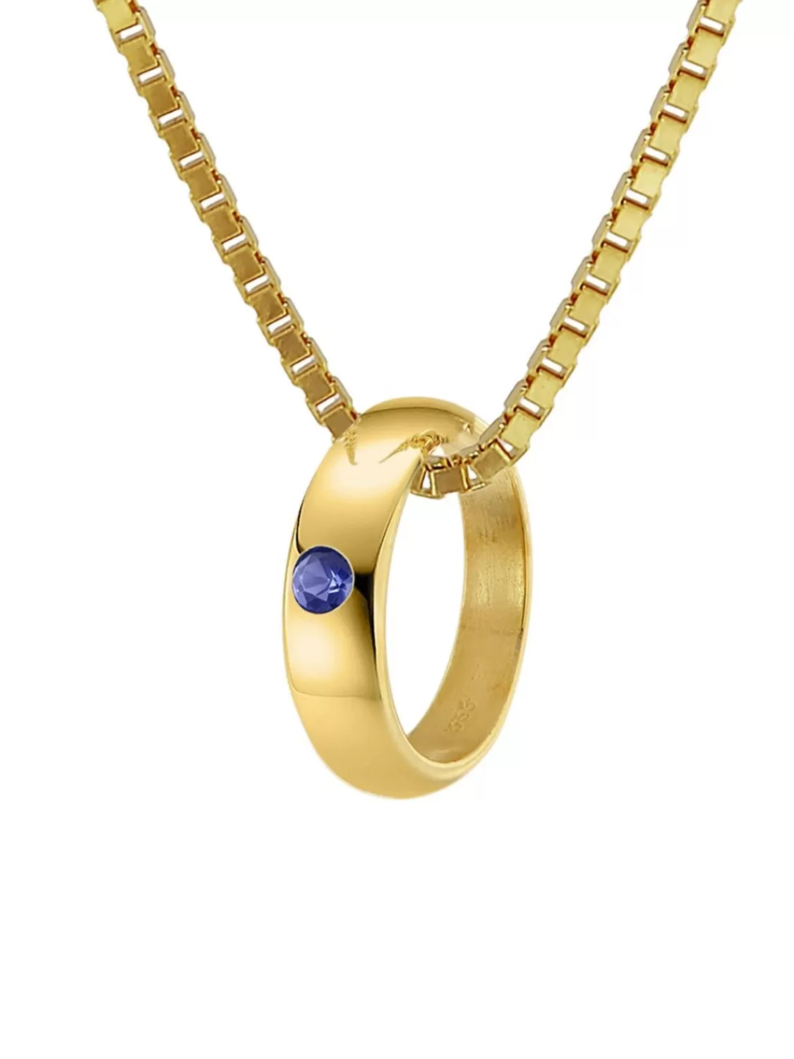 trendor Taufring Mit Saphir Gold 585 An Goldplattierter Kette 40/38 Cm | Kinderschmuck