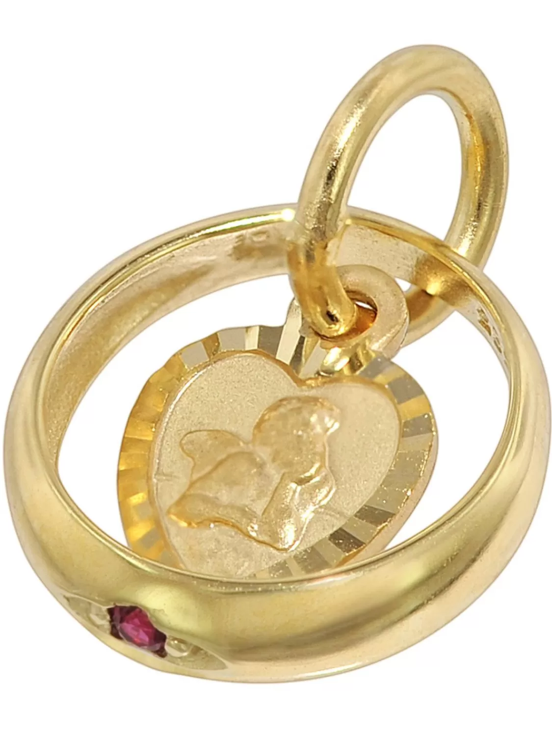 trendor Taufring Rubin Amorherz Gold 585 An Goldplattierter Halskette | Kinderschmuck