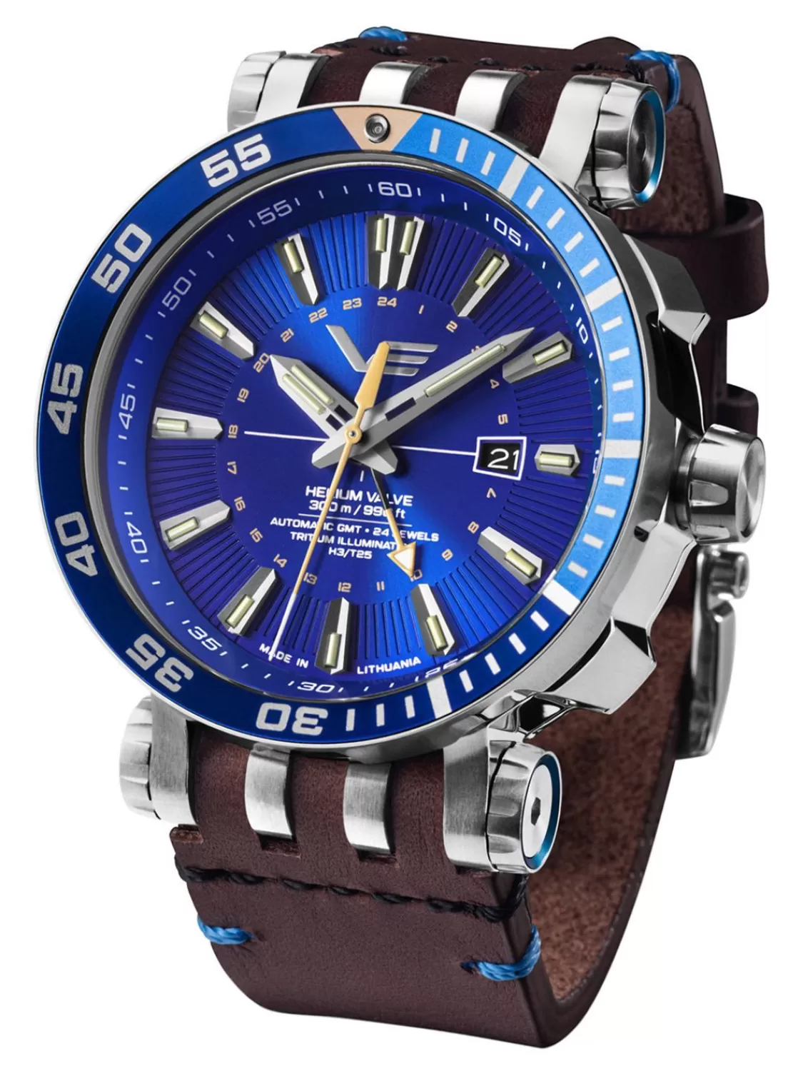 Vostok Europe Herrenuhr Automatik Gmt Energia Rocket Blau 2 Bander | Herrenuhren