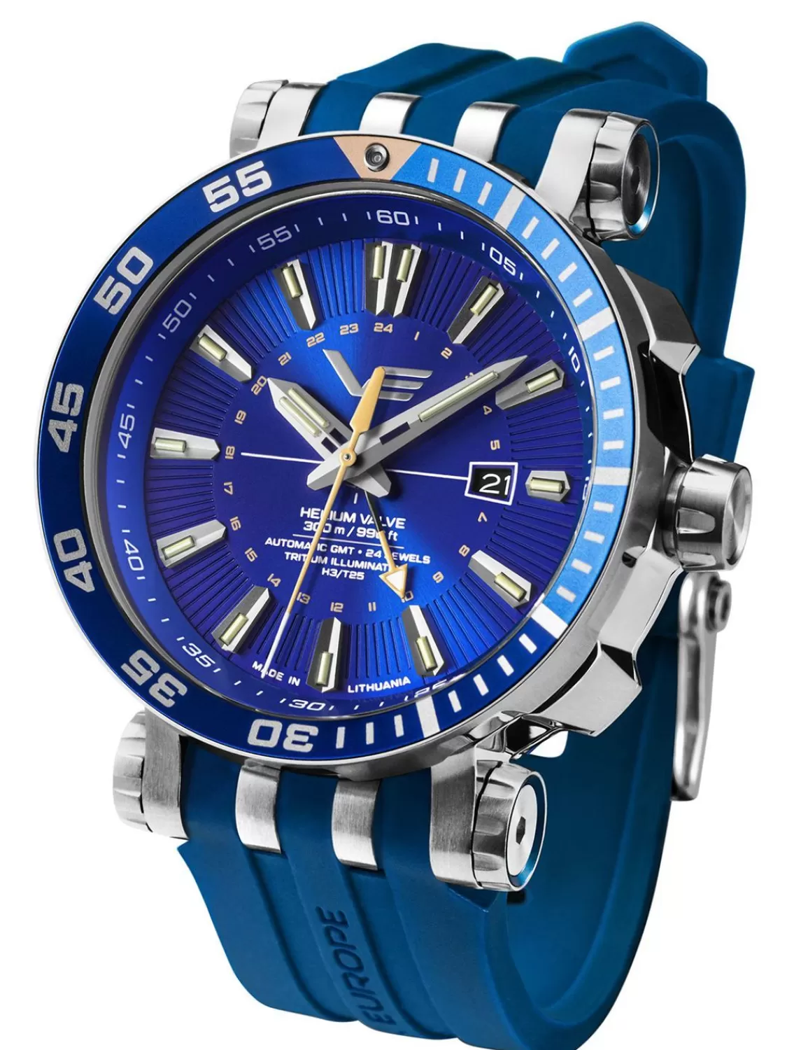 Vostok Europe Herrenuhr Automatik Gmt Energia Rocket Blau 2 Bander | Herrenuhren